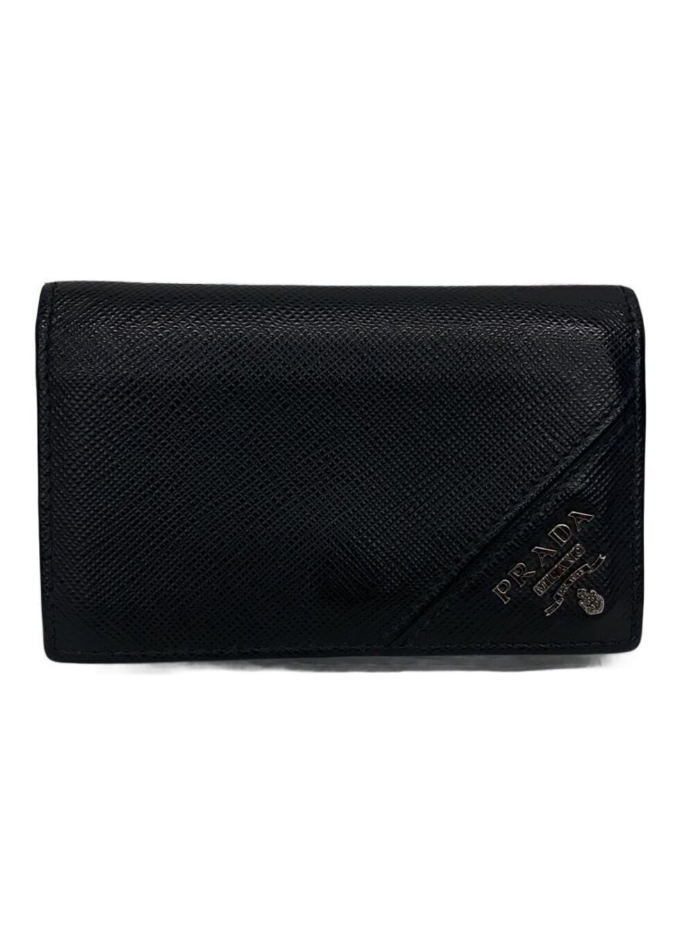 Prada Card Case Wallet Cowhide Leather Black